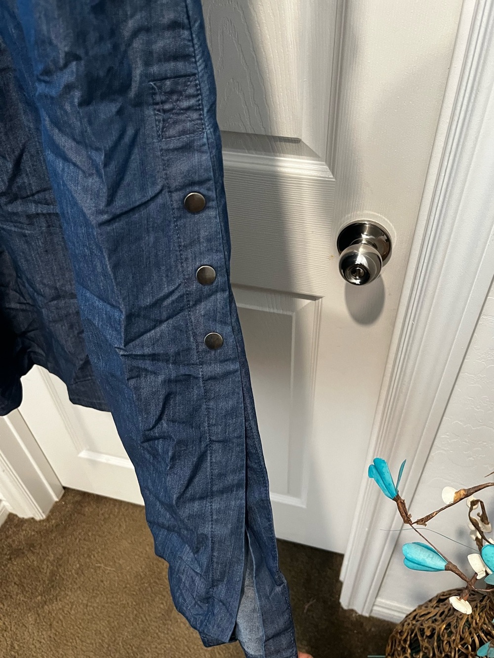 Denim Button-Front Midi Dress in Chambray - Picture 7 of 7